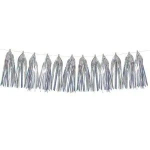 Помпон кисточка 35 см. (Серебро голография) 12 листов/521218