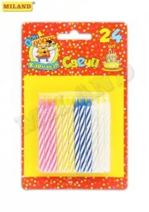 Свечи для торта разноцветные 24 шт