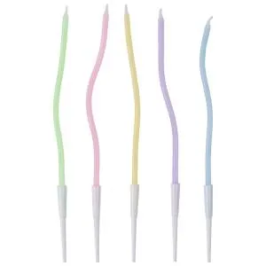 Свечи "Волна" пастель макарунс с подст. 13 см 12 шт. / 1502-6406