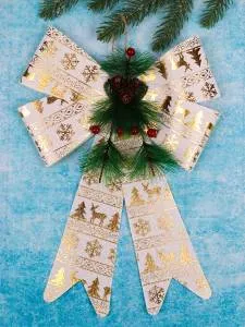 Бант елочный Золото 27 см/ НУ-2108