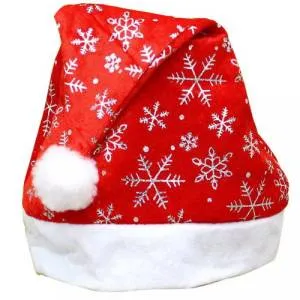 Колпак НГ "Снежинки" красный/синий с серебром 29 см. (Ч03227)