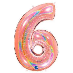 Цифра "6" - Розовое золото голография в упак. /Grabo                     