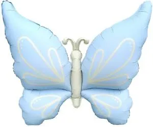 37" Нежная бабочка, голубой сатин / Китай 27256
