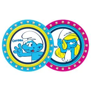 Тарелки бум. "Смурфики" 18 см. 10 шт.