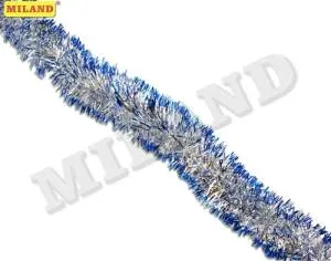 Мишура серебряная с синими кончиками НУ-6514