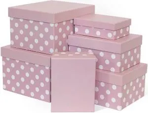 Коробка 15*11*5 см "Белые точки" розовый кварц