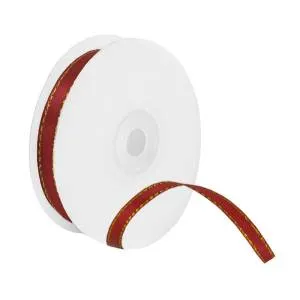 Лента атлас с золотой нитью Красный 6мм*22,85м/113-06SGE