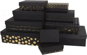 Коробка 35*25*10 см. "Темная классика" черный/золото металлик / 502249