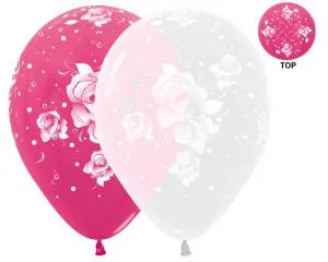 Розы 2, красный/прозрачный 12" (Колумбия) 