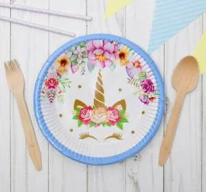 Тарелка Единорог и цветы/ 6 шт. 3747667