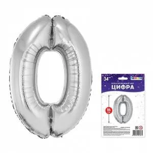 Цифра "0" - серебро в упак 34" / Китай