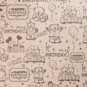 Крафт-бумага "Мишки Тедди",черная 0.7*10м/72018