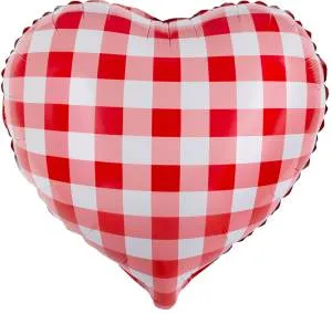 18" Сердце, Клеточки красные (Китай) / 27438