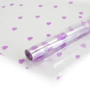 Пленка упаков Сердечки Сиренев/Белый /70см*8м 73105