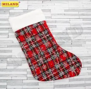 Носок для подарков "Снежинки и клетка" 23*38 см