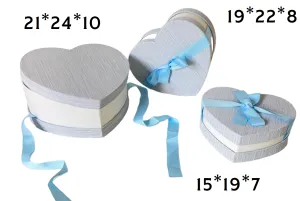Коробка 15*19*7 см. Сердце атласный бант Небесно-Белый/ 231019/14КЦ