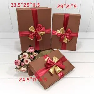 Коробка 24,5*17*6,5 см Коричневый, двойной бант