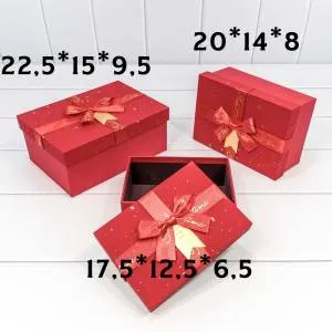 Коробка 22,5*15*9,5 см с бантом красная