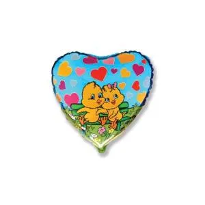 18" Сердце Влюбленные цыплята на лавочке (Flexmetall)