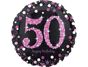Шар HB Sparkling Birthday 50 pink (Анаграм) 