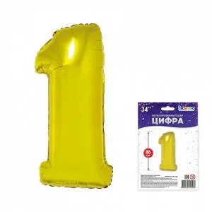 Цифра "1" - золото в упак 34" / Китай