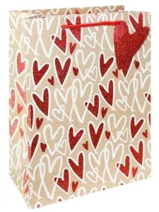 Пакет подарочный M/ППК-1794 18*23*8 см с матов. ламинацией и глиттером