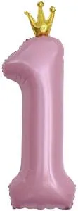 40" Цифра "1" Розовая, Золотая корона / Китай 131191