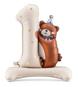 Цифра "1" с Мишкой на подставке 81*72 см. (PartyDeco)/ Китай