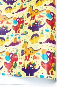 Бумага упак. Динозаврики, яркий праздник 70*100 см/10 шт     