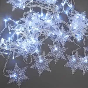 Бахрома со снежинками 120 ламп, 3 м. БЕЛАЯ / ч31642