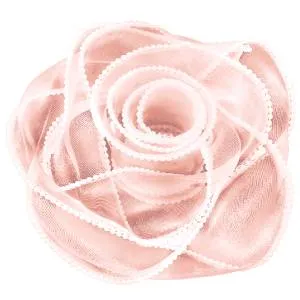 Лента Органза 4 см.*4,57 м. Розовая с леской и бусинами / 6233869