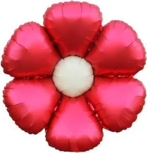 24" Цветок Ромашка, красный сатин (надув воздухом) / Китай 26284