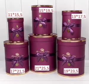 Коробка 13*13*17,5 см "Золотая роза" сливовый цилиндр