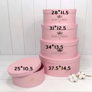 Коробка 28*11,5 см "THE SECRET GARDEN" круглая розовая