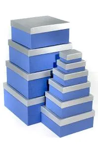 Коробка 21*19*9,5 см "Синий/Серебро" 