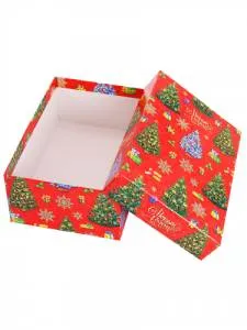 Коробка Новогодние елочки 38*26*9мм/Кор-2035