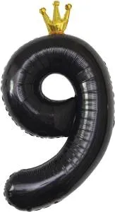 40" Цифра "9" Черный, Золотая корона / Китай 131179