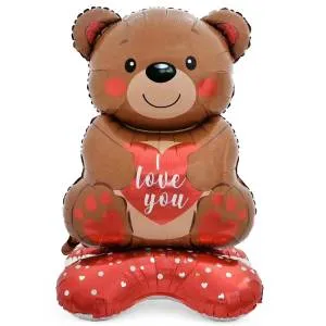 3D Мишка с сердцем на подставке 58" /23839