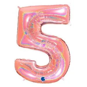 Цифра "5" - Розовое золото голография в упак. /Grabo                     