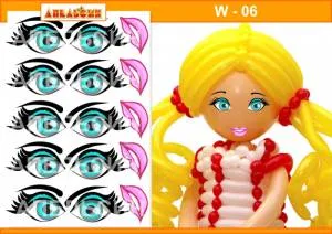 Наклейки "Глаза, Лицо женское"(5 комплектов на листе)/W-6