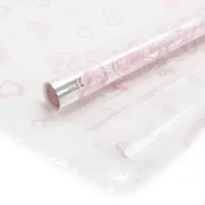 Пленка Сердечки Lamour белый/розовый  70см*8 м./73155