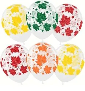 12" Разноцветные листья,прозрачный кристалл (25шт) (Малайзия) / 711561