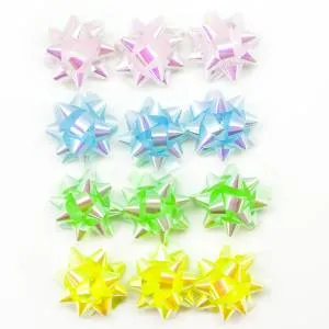 Бант-звезда, светлый микс,ассорти перламутр 5 см, 25 шт/17816