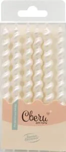 Свечи "Спирали" белый перламутр 7 см. 6 шт. с держ./803023