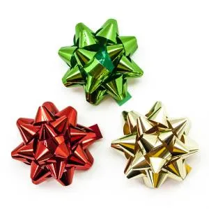 Бант-звезда, яркий микс,ассорти металлик 7 см, 12 шт/17813