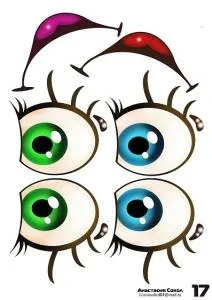 Наклейки "Глаза Рты №17"(2 комплект на листе)/1960-17