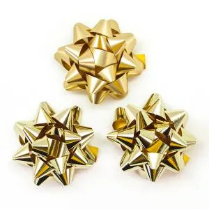 Бант-звезда, золото металлик 7 см, 12 шт/17815