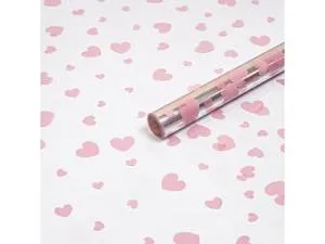 Пленка прозрачная "Сердечки разные" нежно-розовый 0,7*7,5 м./ 780127/ 88003149