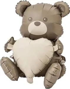 3D Сидячий мишка с сердцем, сатин 26" / Китай 24396