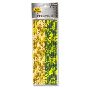 Трубочка д/кокт бум. "Камуфляж" 12 шт. 1502-1992